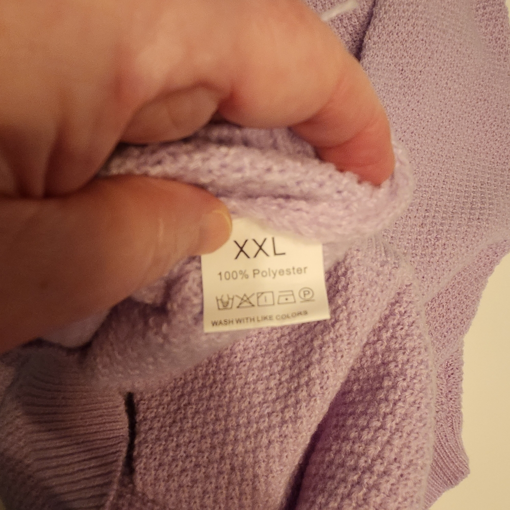 Lavender Textured Knit Sweater | Cozy Spring Pastel | XXL | Relaxed Fit - Picture 2 of 8